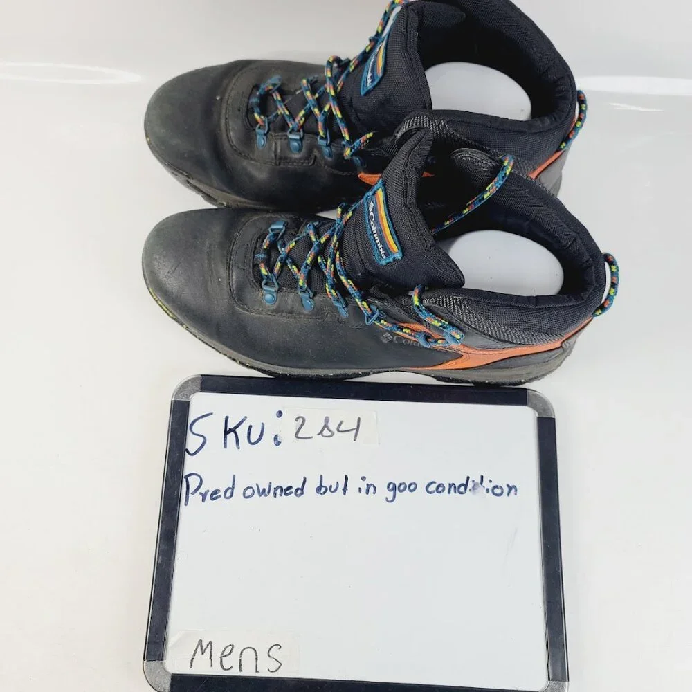 Columbia Men's Black Orange Newton Ridge Leather Ankle‎ Hiking Boot Size 11.5